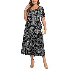 LARACE Plus Size Dresses for Women Summer Casual Short Sleeve Long Dress Flowy Maxi Beach Dresses... | Amazon (US)