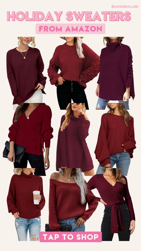 Burgundy Sweaters | Red Sweaters | Maroon Sweaters | Holiday Fashion | Holiday Outfit 

#LTKunder50 #LTKSeasonal #LTKHoliday