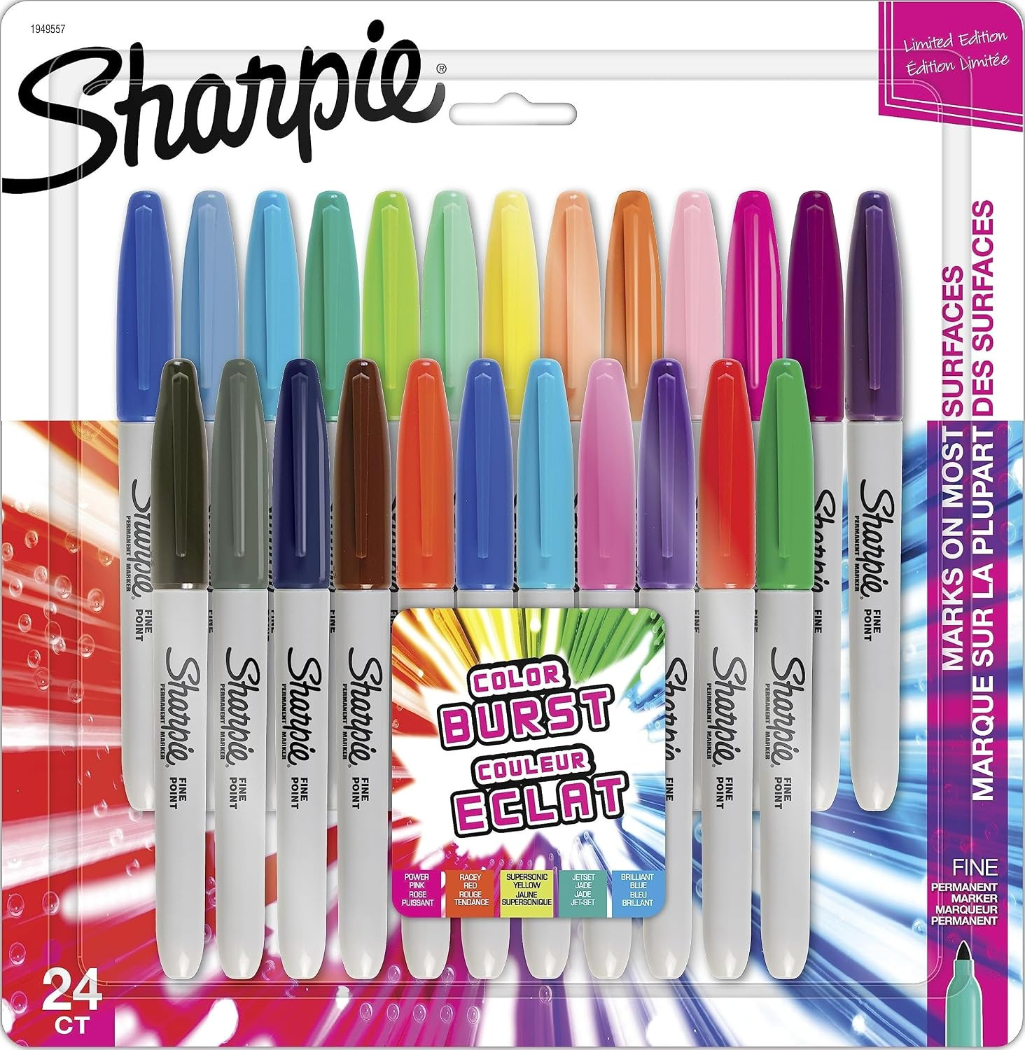 Sharpie Permanent Markers, Color Burst Limited Edition, Fine Point, Assorted, 24 Count | Amazon (US)