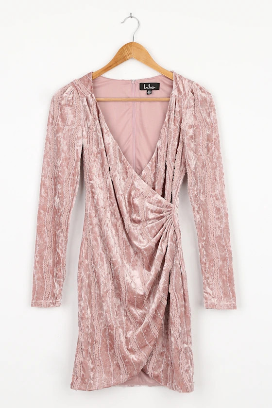 Celebrate It Dusty Mauve Velvet Embellished Tulip Mini Dress | Lulus (US)