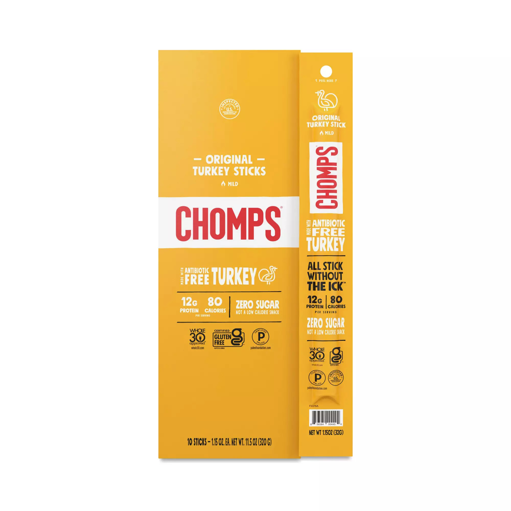 Chomps Turkey Sticks, Original 10 sticks (1.15 oz each) | Thrive Market