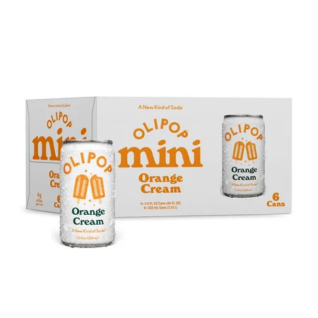 Olipop Minis Prebiotic Soda Pop, Orange Cream, High Fiber, 7.5 fl oz 6 Pack | Walmart (US)