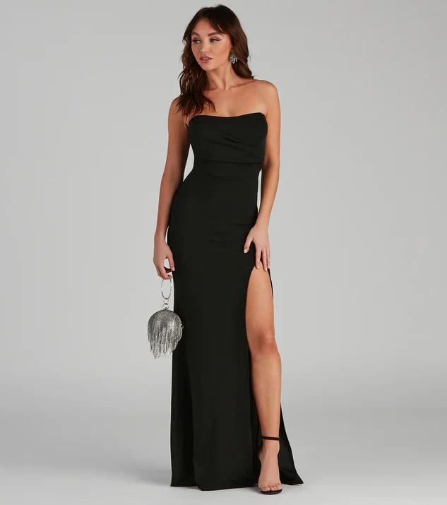 Kaia Strapless High Slit Formal Dress | Windsor Stores