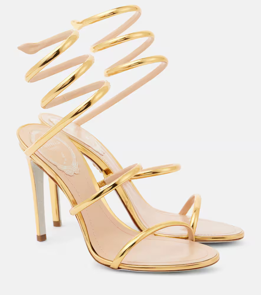 Rene Caovilla Cleo 105 mirrored leather sandals | Mytheresa (US/CA)