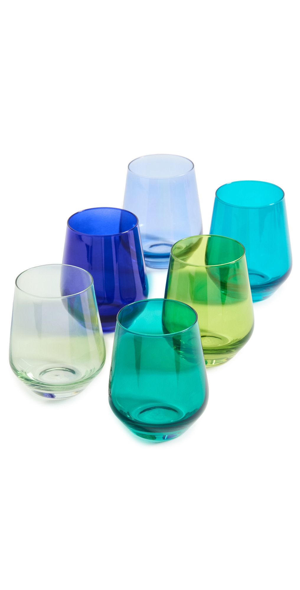 Estelle Colored Glass Stemless Set of 6 E Grn/C Bl/M Grn/F Grn/R Bl/Tl One Size | Shopbop