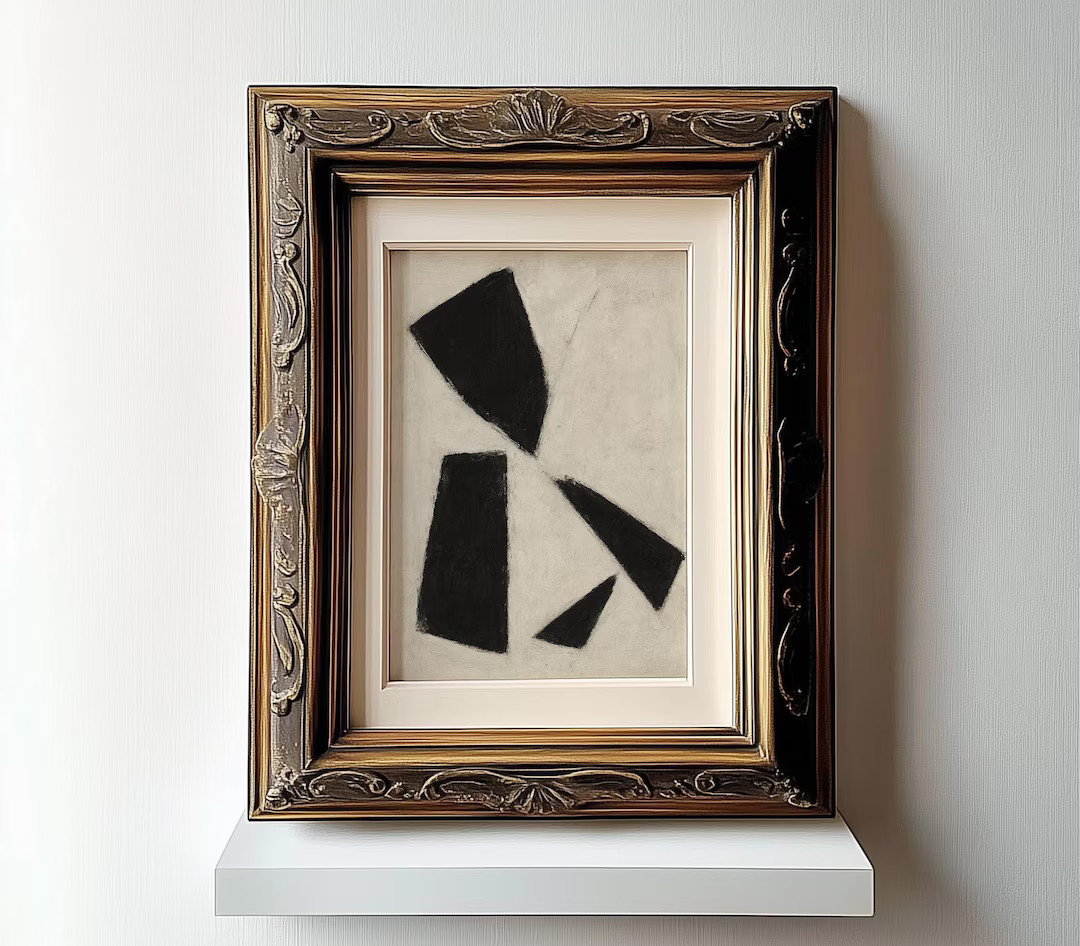 Black White Abstract Print Original Oil Painting Minimalist Geometric Wall Art Modern  Home Decor | Etsy (US)