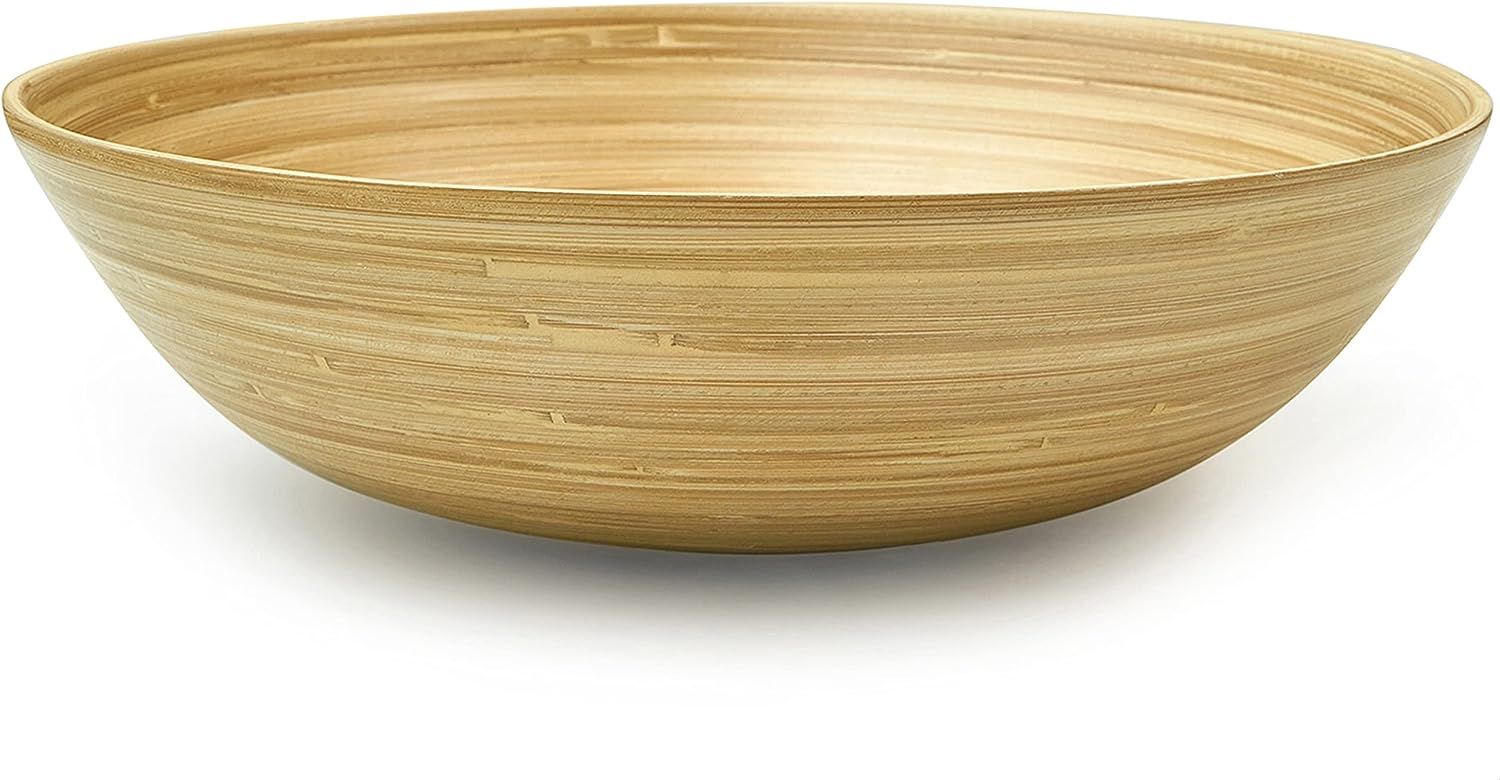 Large Organic Bamboo Serving Bowl - Great Bamboo Salad Bowls to Enrich Your Rustic Dinnerware Set... | Amazon (US)