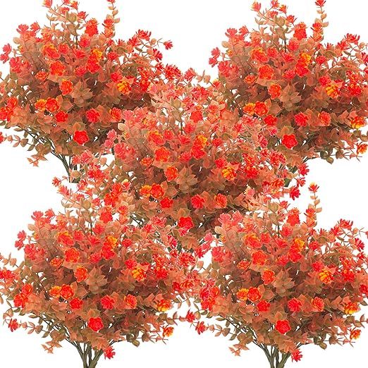 Artificial Fall Flowers, Fake Outdoor UV Resistant Autumn Plants for Home Kitchen Christmas Festi... | Amazon (US)