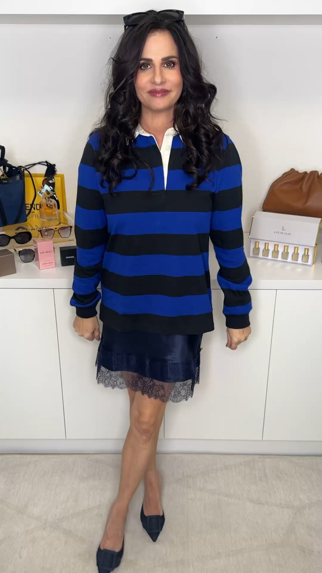 I am in love with this look ! The long sleeve is an XS , the skirt is an XS . 
#rugbytop #fallfashion #casualwear 

#LTKStyleTip #LTKOver40 #LTKSaleAlert