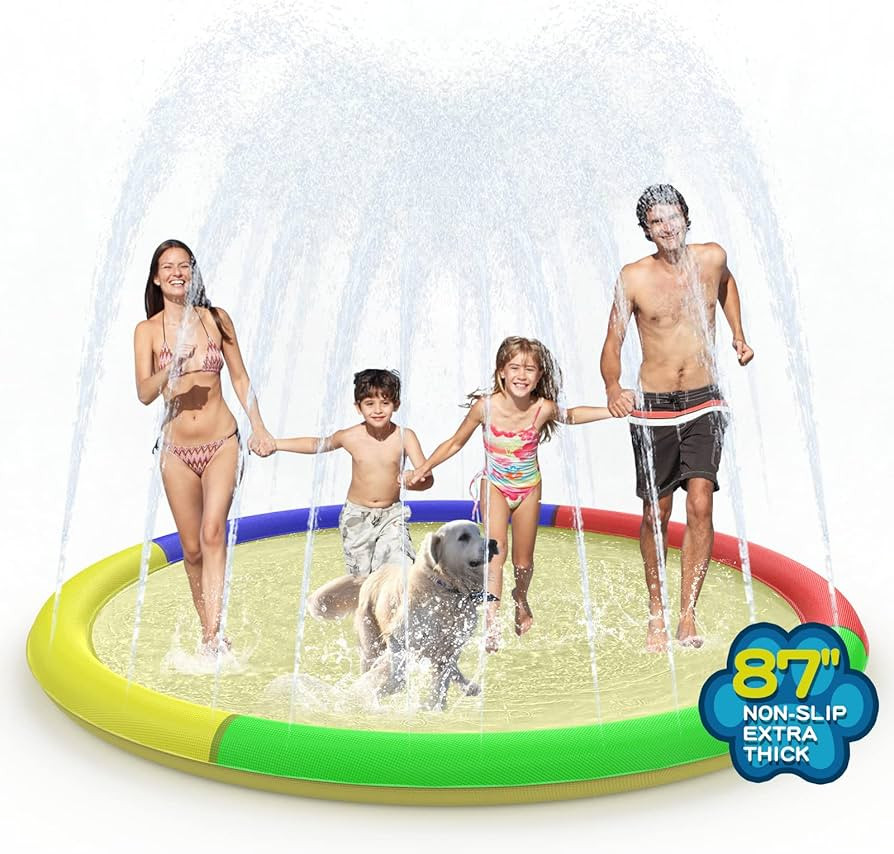 Growsland Non Slip Splash Pad for Kids and Dogs, 87'' Extra Large Splash Pad Outdoor Sprinkler fo... | Amazon (US)