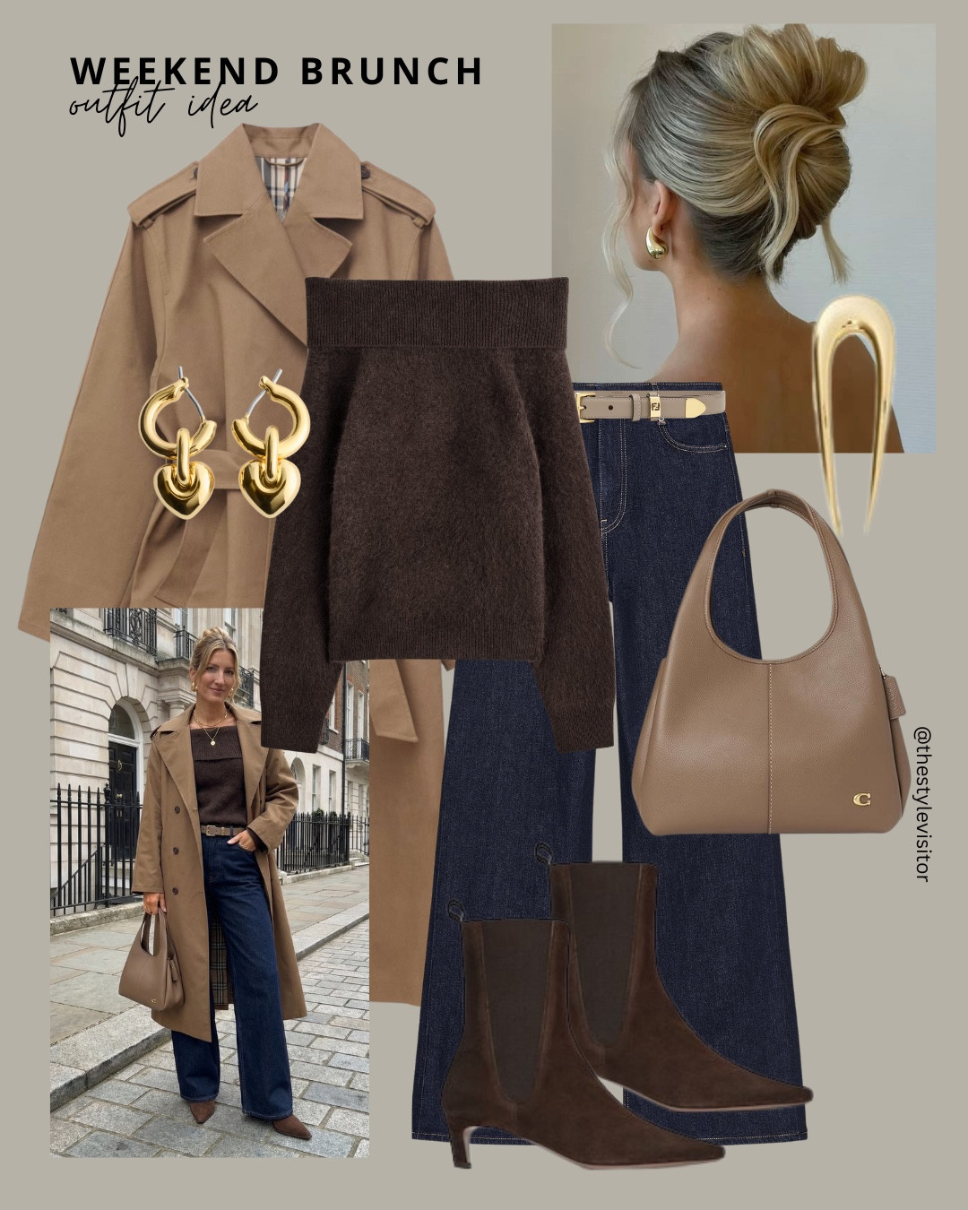Relaxed, polished and brunch-ready 🥐 soft knits, rich tones and timeless denim for long lunches and easy plans ✨

Like this post to save it to your favourite folder and come back later to shop.

weekend brunch outfit, casual chic look, trench coat style, knit sweater outfit, dark denim jeans, ankle boots, neutral handbag, gold jewellery, timeless fashion, elevated casual, minimalist wardrobe, modern classic style, brunch outfit idea, effortless chic, capsule wardrobe look, city outfit, everyday elegance, soft neutrals, womens fashion, relaxed tailori

#LTKValentine #LTKSeasonal #LTKootd
