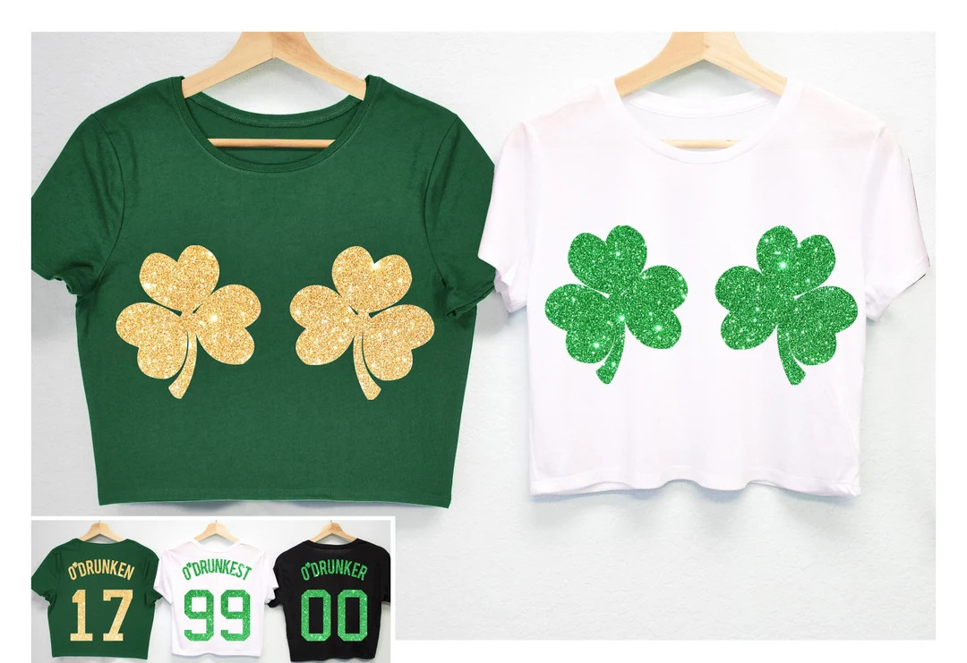 SHAMROCKS BIKINI GLITTER St. Patrick's Day Cropped Tees 6 - Etsy | Etsy (US)