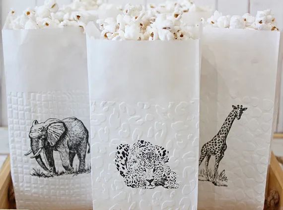 Safari Animals Popcorn Favor Bags - Set of 10 bags per design - Birthday Favors, thank you bags, ... | Etsy (US)