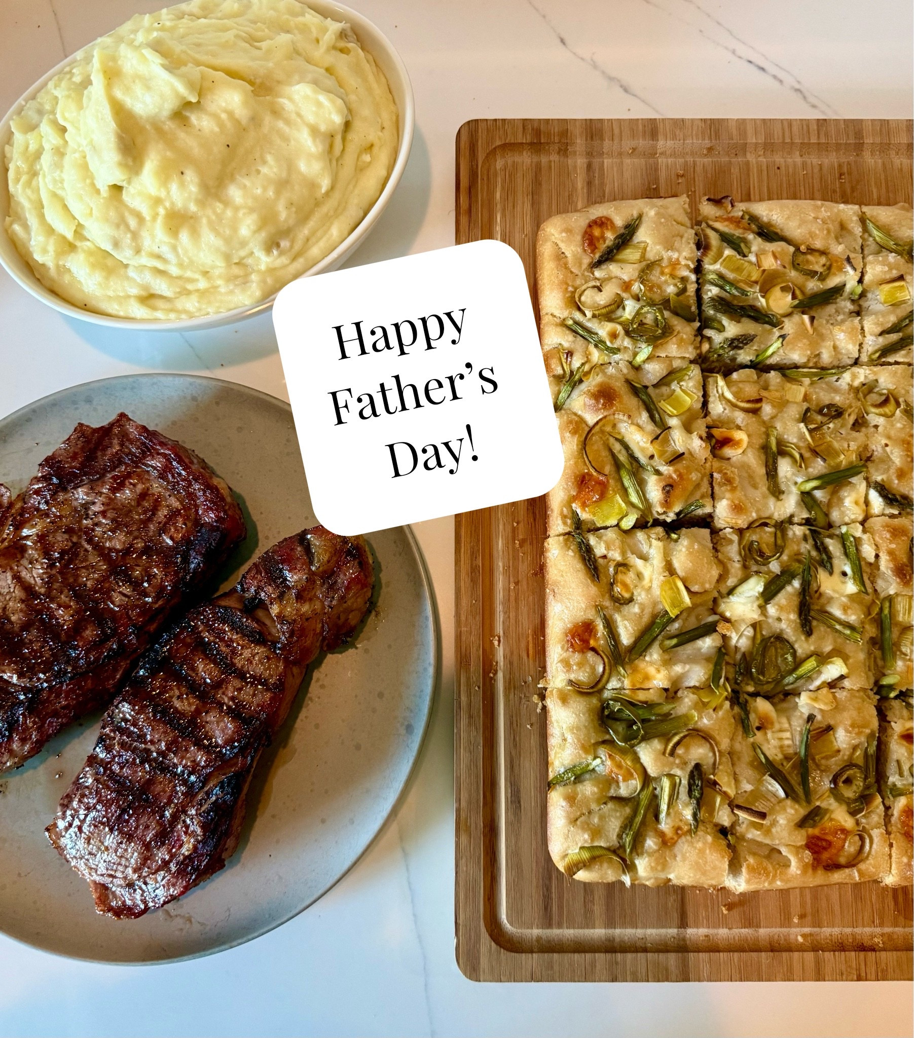 Grilled up some steaks for my son and husband with some creamy mashed potatoes and an asparagus and leek focaccia. Hope everyone has a great day celebrating the fathers in your life.

#LTKfoodie #LTKHome #LTKmomlife