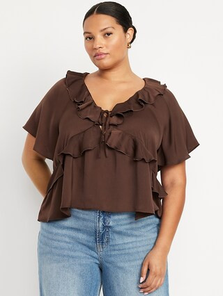 Satin Ruffle Tie-Front Top | Old Navy | Old Navy (US)