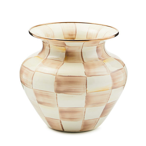 MacKenzie-Childs Mocha Check Large Vase | MacKenzie-Childs