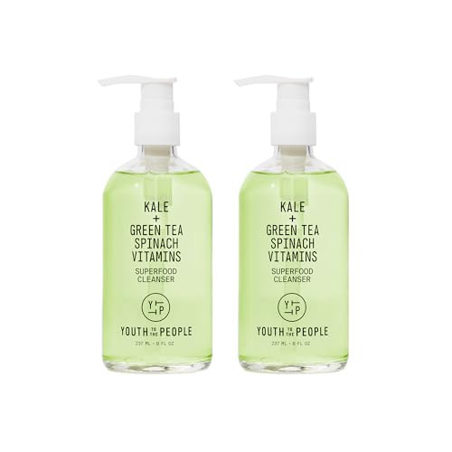 Youth To The People Superfood Facial Cleanser - Kale + Green Tea Daily Face Wash, Gentle Makeup Remover, with Soothing Antioxidants for Glowing Skin – 8 fl oz (Pack of 2) | Amazon (US)