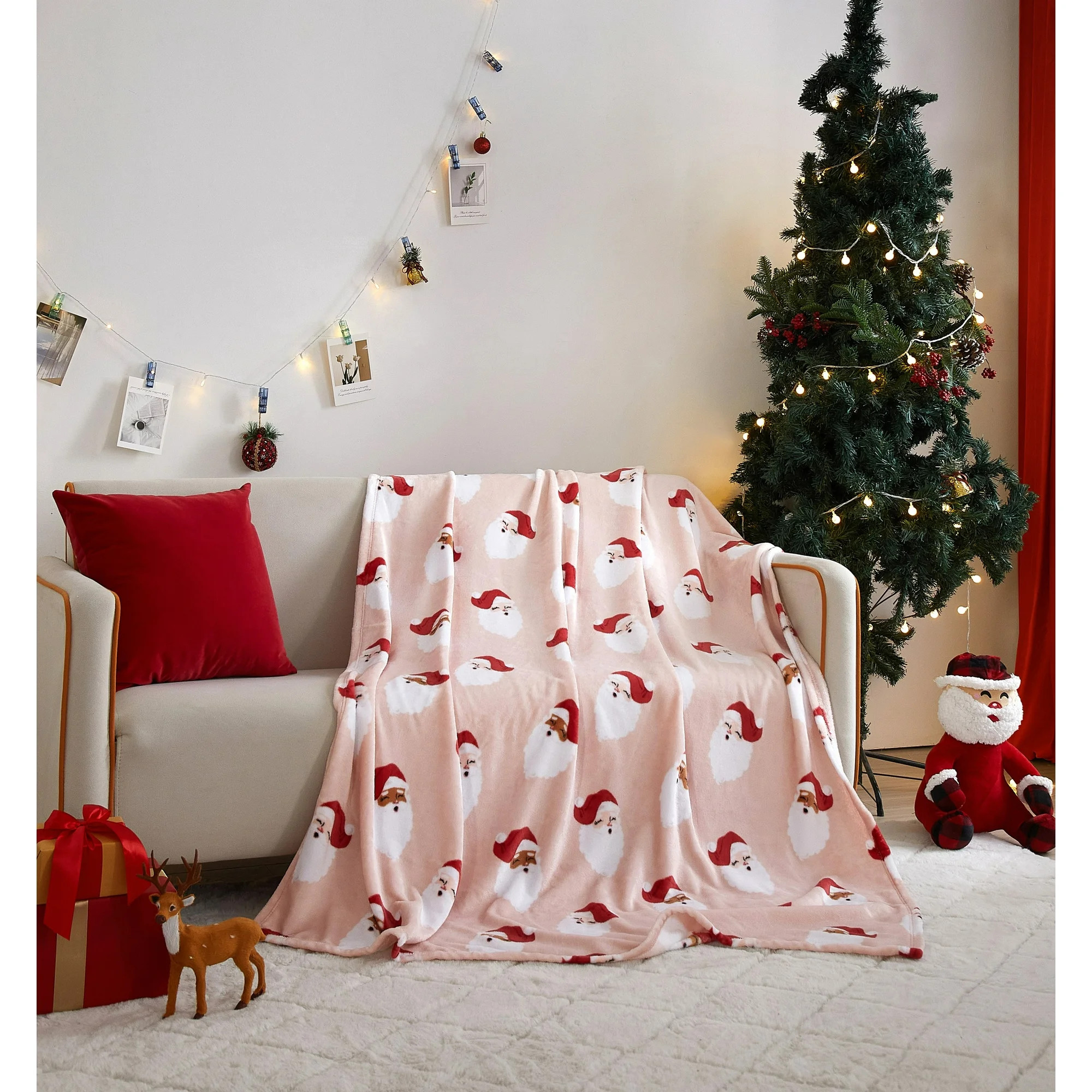 Holiday Time Cozy Christmas Plush Santa Throw Blanket, Standard Size, All Ages - Walmart.com | Walmart (US)