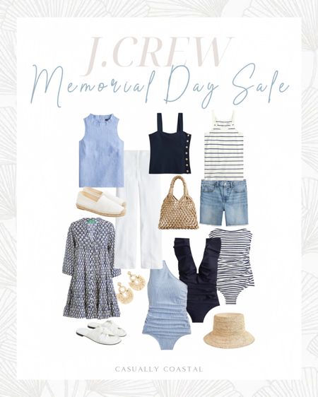 J CREW's Memorial Day sale is on and there are some really great buys!
-
J Crew sale, one piece swimsuit, bandeau, ruched swimsuit, one shoulder swimsuit, denim shorts, raffia bucket hat, twist knot slides, white sandals, raffia earrings, J Crew jewelry, linen pants, linen blouse, hand knotted purse, espadrille, tank top, button tank, nautical style, beach cover up, beach dress, voile dress, ruffle V neck swimsuit,  casually coastal, coastal style, coastal fashion, nautical fashion, nautical style, navy and white, preppy style, one shoulder swimsuit, strapless swimsuit

#LTKsalealert #LTKFind #LTKstyletip