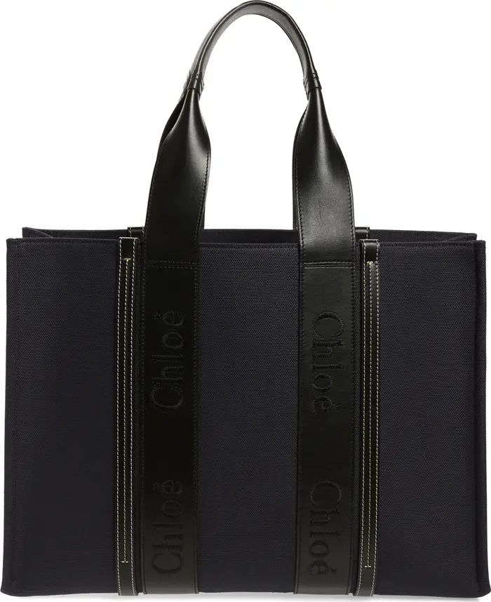 Chloé Large Woody Linen Canvas & Leather Tote | Nordstrom | Nordstrom