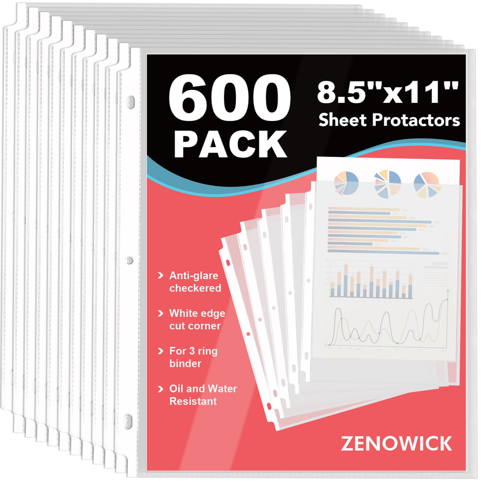 600 Pack Sheet Protectors 8.5 x 11 inch Clear Page Protectors for 3 Ring Binder, Plastic Sleeves ... | Amazon (US)