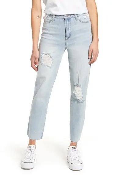 Ripped High Waist Ankle Straight Leg Jeans | Nordstrom