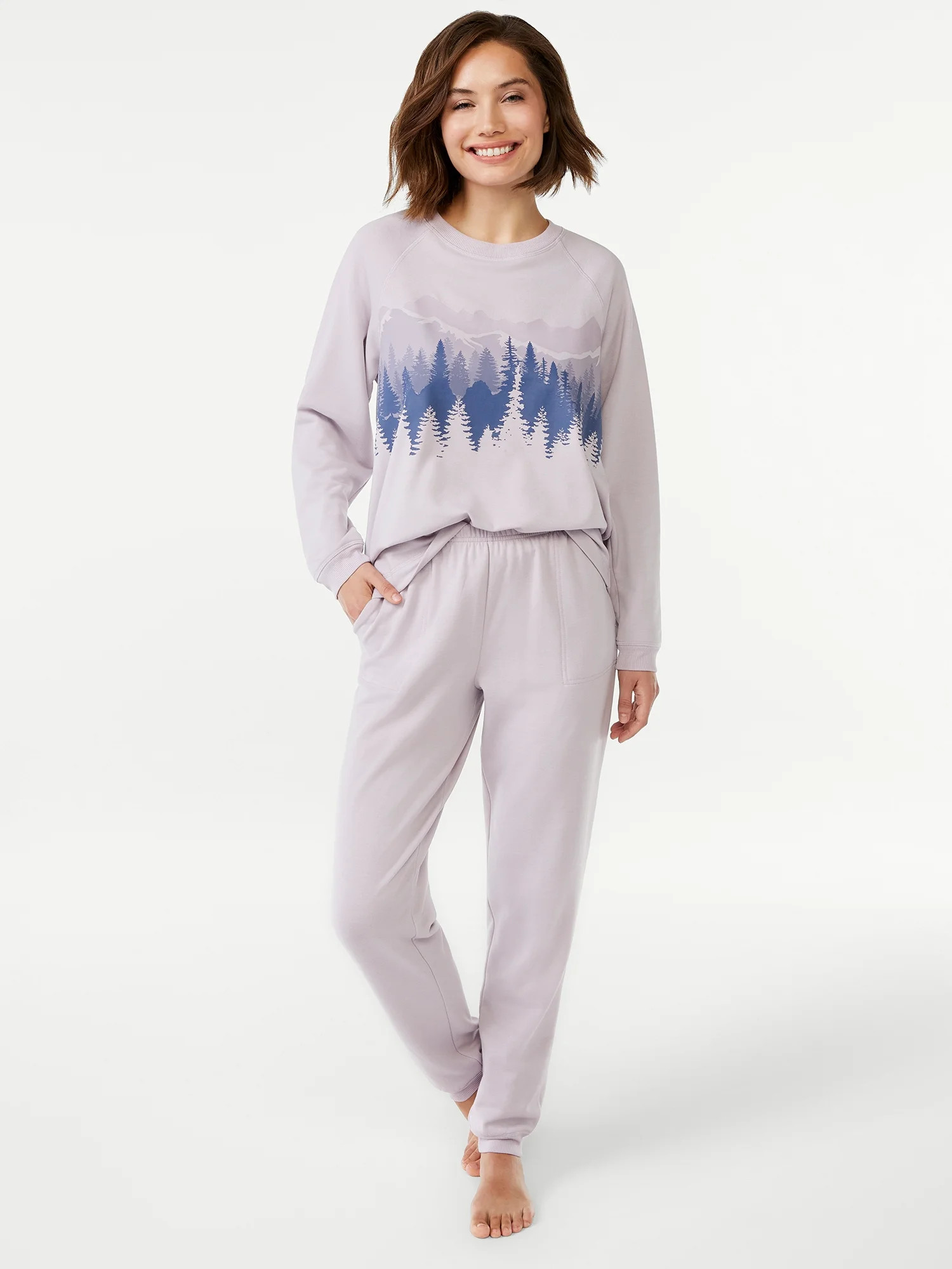 Joyspun Women's French Terrycloth Holiday Pajama Gift Set, 2-Piece, Sizes up to 3X - Walmart.com | Walmart (US)
