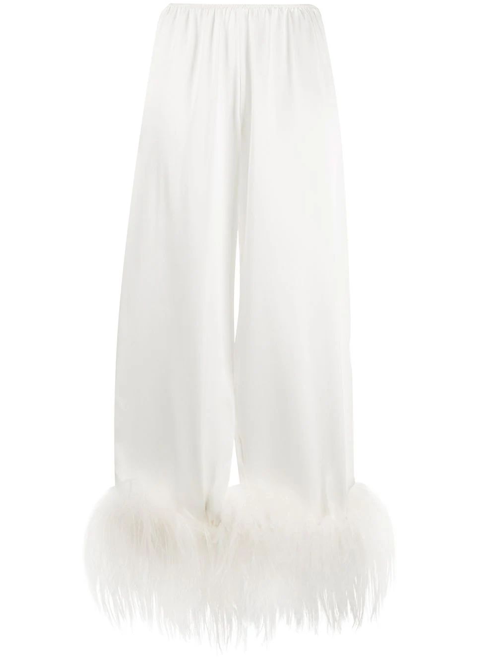 Mia feather-trimmed pyjama bottoms | Farfetch (RoW)