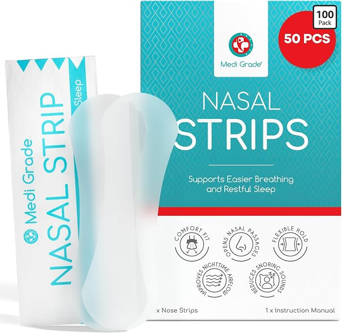 Medi Grade Nasal Strips, 100 Pack - Clear - Single Use Nasal Dilator Strips, Opens Nasal Passages... | Amazon (US)