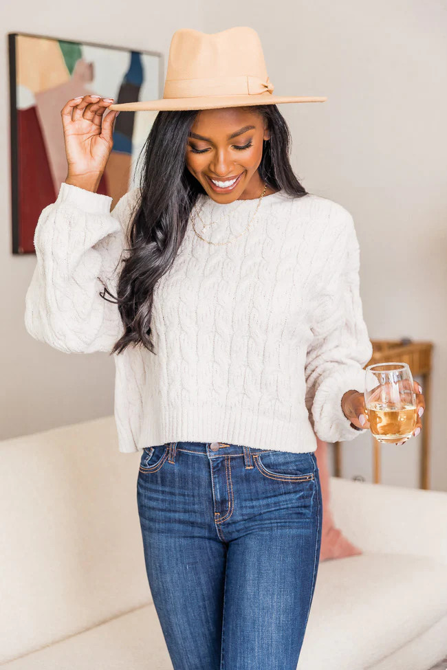 Special Reminder Cream Chenille Sweater FINAL SALE | Pink Lily