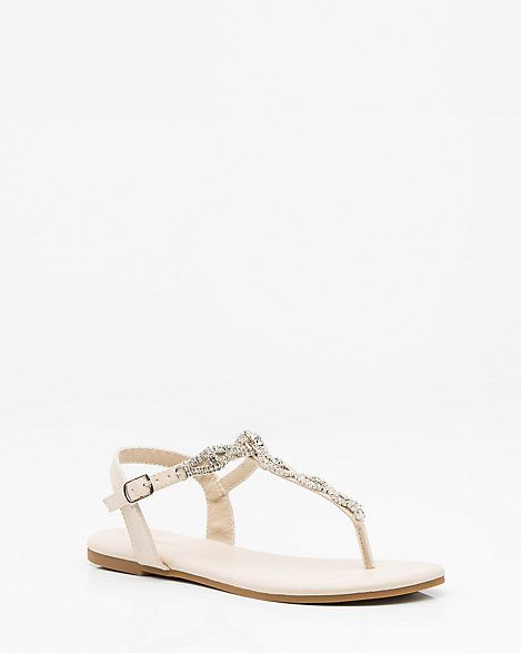 LE CHÂTEAU: Jewel Embellished T-Strap Sandal | Le Chateau Stores Inc.