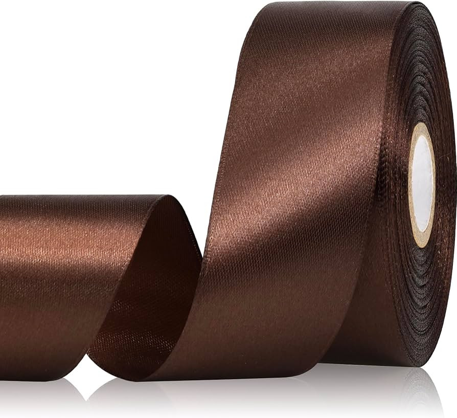 Brown Ribbon 1-1/2 Inch 30 Yards Solid Brown Satin Ribbon for Flower Bouquet, Fabric Ribbon for G... | Amazon (US)