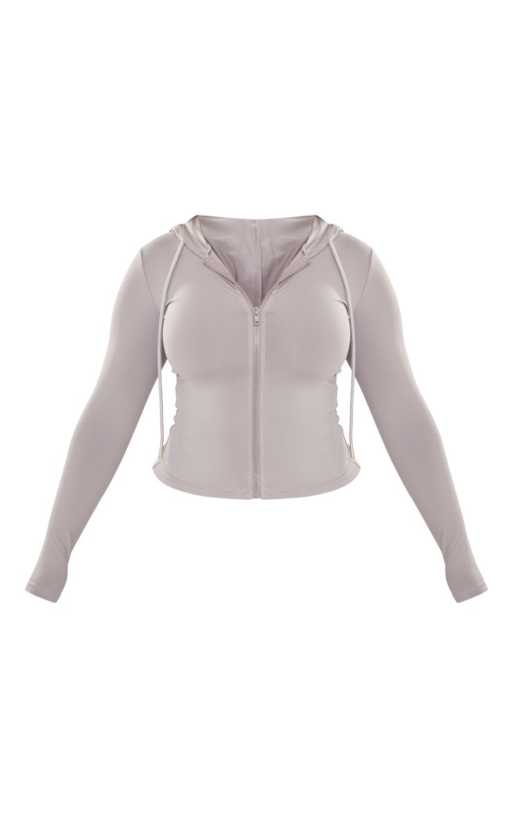 Shape Grey Sculpted Zip Through Hoodie | PrettyLittleThing US