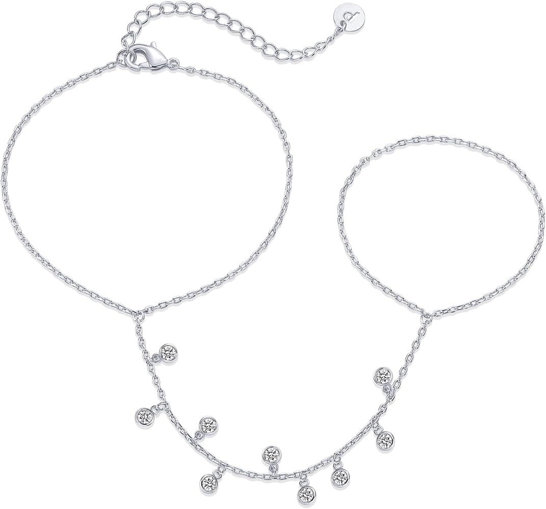 PAVOI 14K Gold Plated Hand Chains for Women - Adjustable Hand Chain Bracelet and Ring - Trendy Go... | Amazon (US)