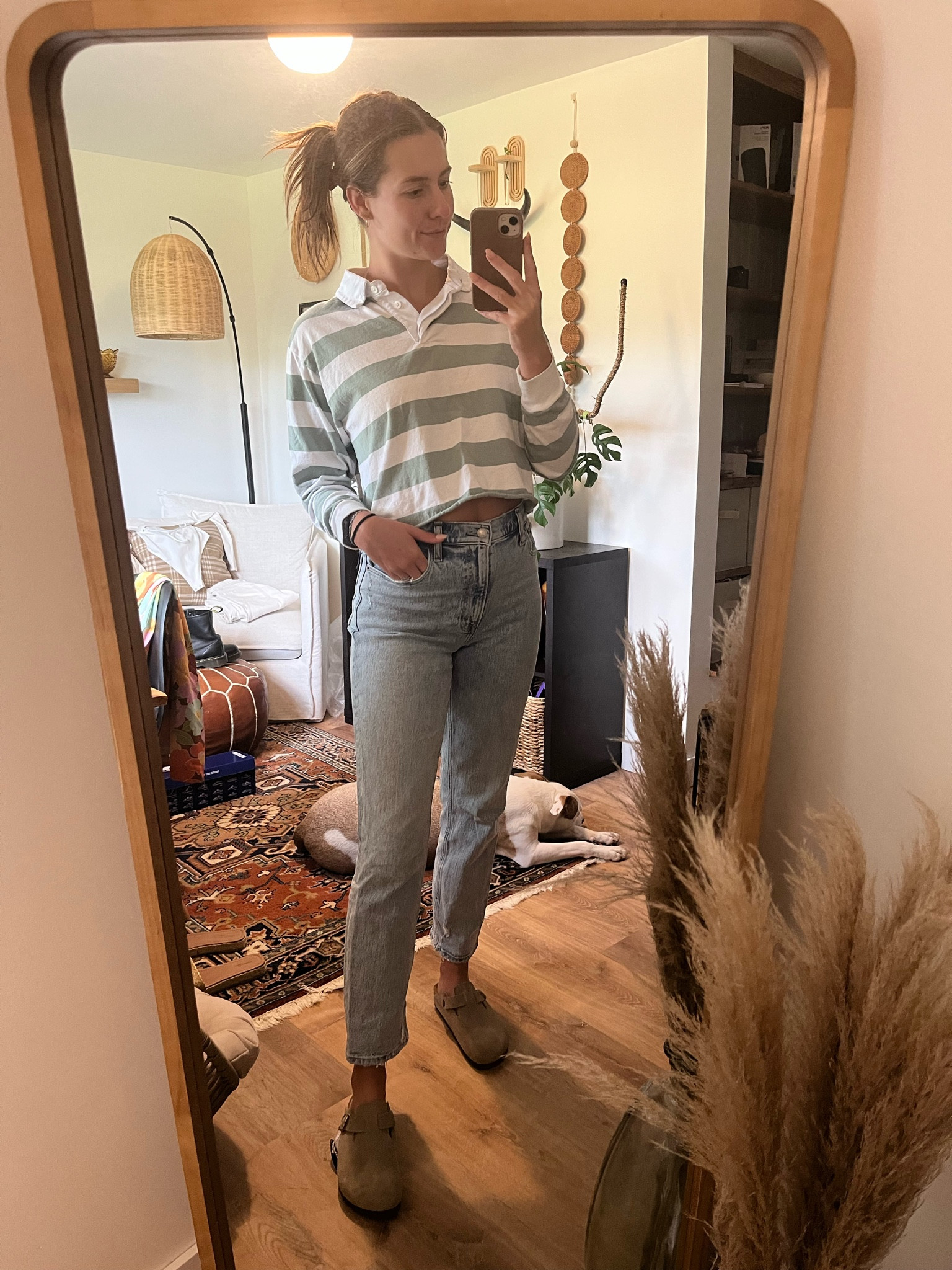 I’m living for this rugby shirt for football season! I found mine at Goodwill but I linked a similar one here from Forever 21. Jeans are (always) Abercrombie & finished off with Taupe Birk Boston’s (which are never in stock 🥲)

#LTKGiftGuide #LTKstyletip #LTKfindsunder100