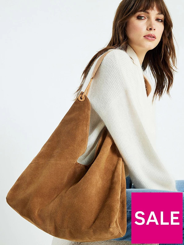 River Island Suede Panelled Slouch Bag - Brown | Very (UK)