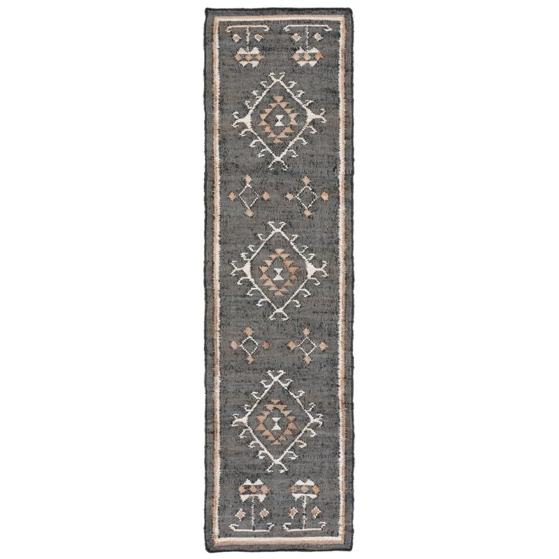 Mickie Southwestern Handmade Flatweave Jute Black/Ivory Area Rug | Wayfair North America
