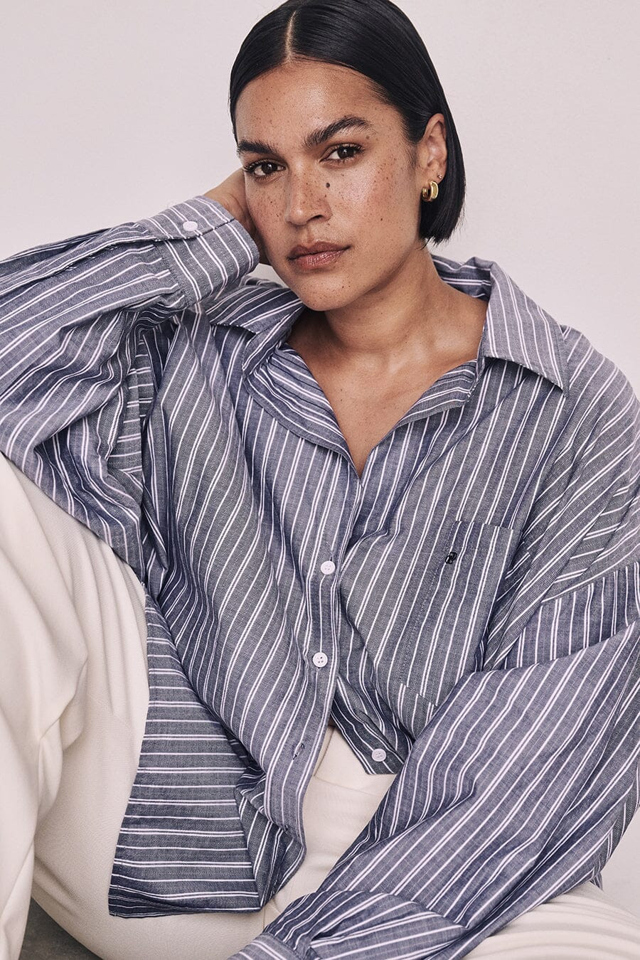 SHARNI BLUE COTTON STRIPE SHIRT | DISSH