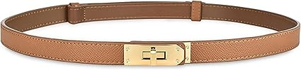 ANHAISHUILV Women's Skinny Leather Belt with Adjustable Golden Turn-Lock Buckle - Ideal for Dress... | Amazon (US)