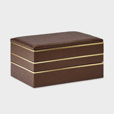 Rectangle Stacker Tray with Lid Jewelry Organizer Set 3pc - A New Day™ Brown | Target