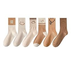6 Pairs Lovely Smile Face Cotton Socks, Smiley Face Socks Womens, Cute Smiling Face Socks(6 pairs... | Amazon (US)