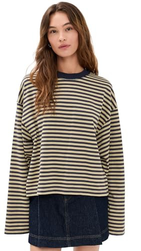 Lioness Women's Bloom Long Sleeve Tee, Beige Stripe, XL | Amazon (US)