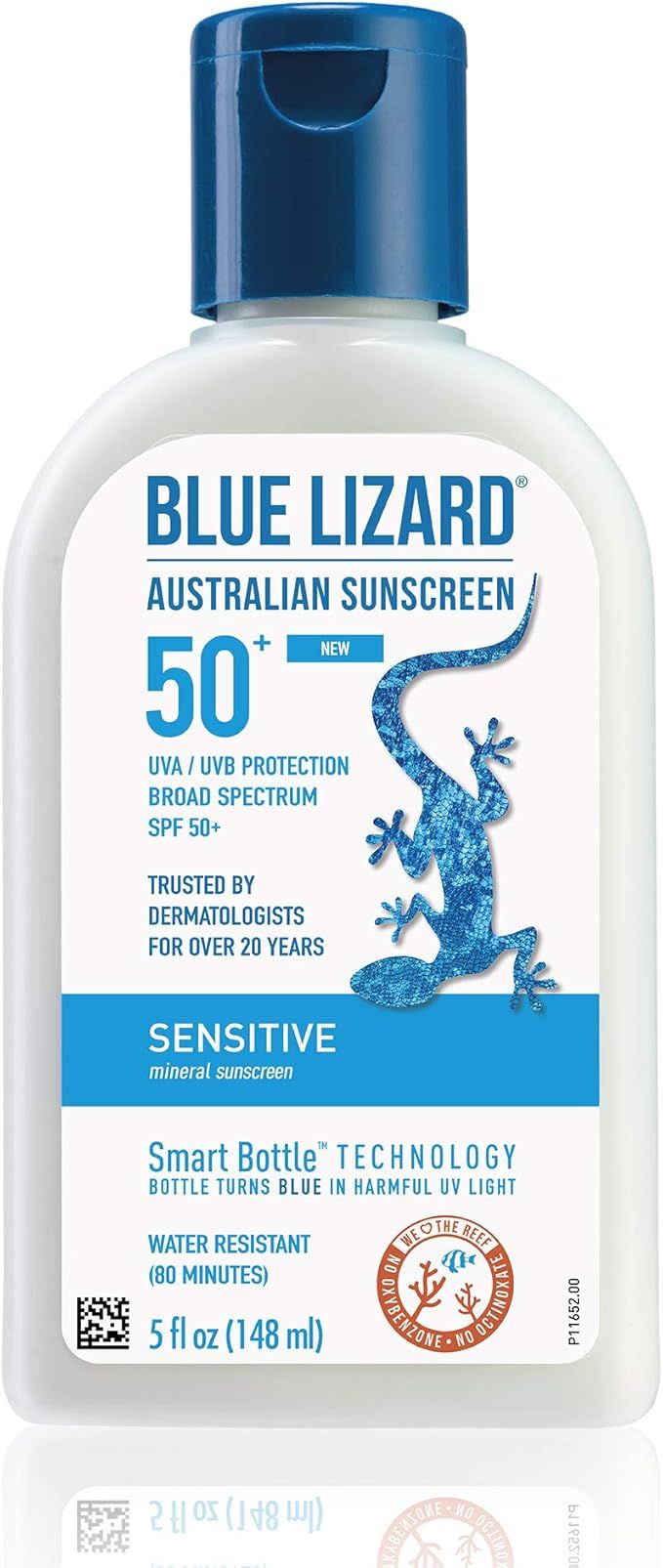 BLUE LIZARD Sensitive Mineral Sunscreen with Zinc Oxide, SPF 50+, Water Resistant, UVA/UVB Protec... | Amazon (US)