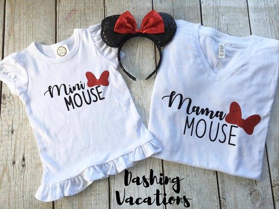 Mama & Mini Mouse Matching Shirts, Glitter, Girly, Preppy, Vacation, monogram, Mommy and Me, Vneck,  | Etsy (US)