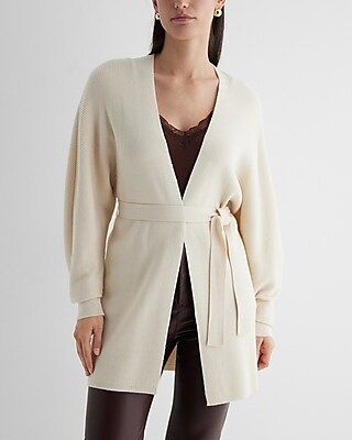 Ribbed Dolman Sleeve Belted Cardigan | Express