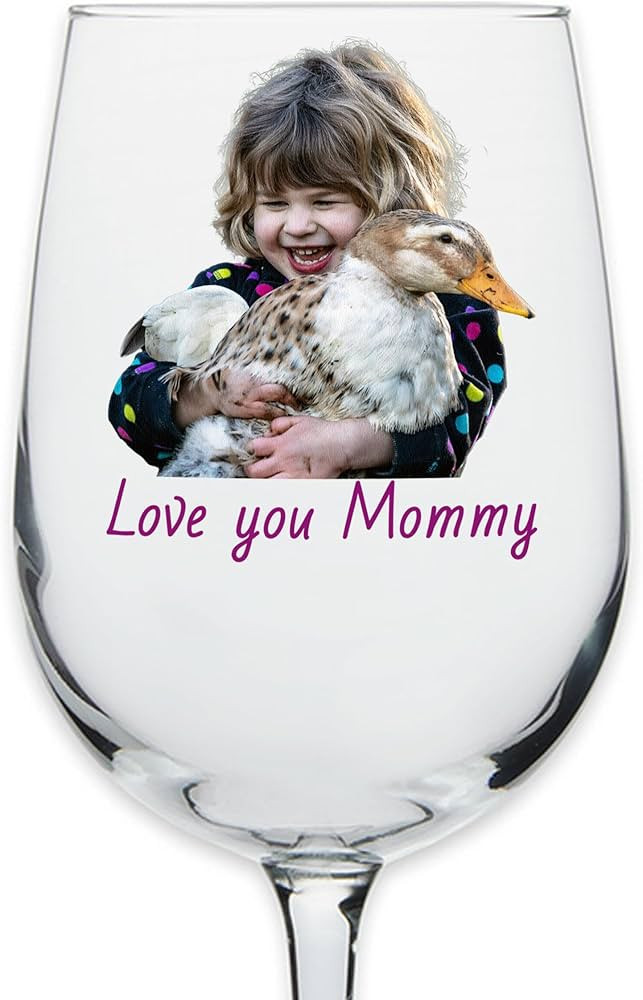 Personalized Mothers Day Printed 16oz Stemmed Photo Wine Glass, Custom Mom Wine Gifts for Women, ... | Amazon (US)