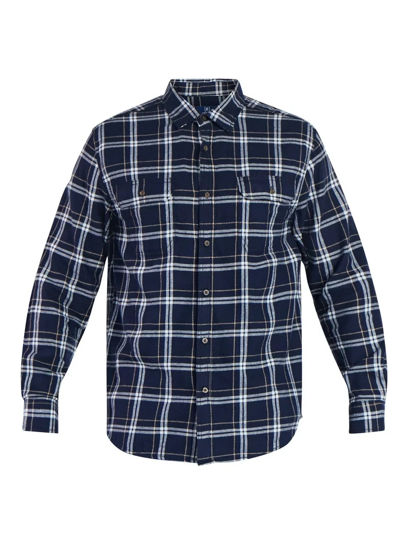 George Men's and Big Men's Double Pocket Flannel Shirt, Sizes XS-3XLT - Walmart.com | Walmart (US)