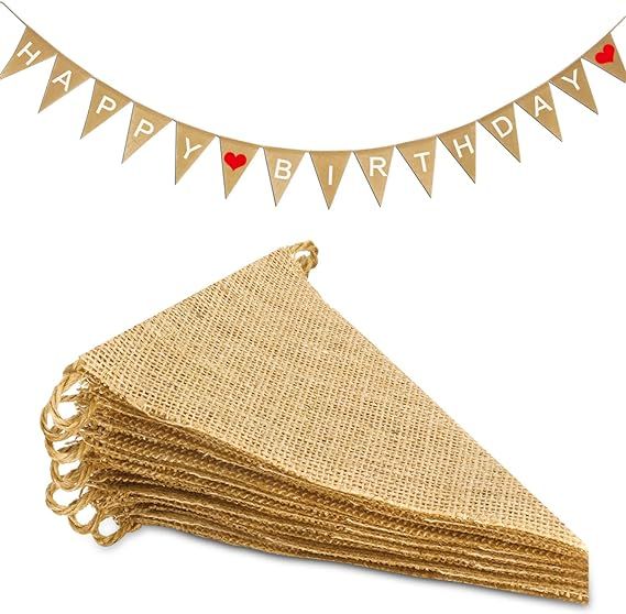 Novelty Place 15Pcs Burlap Banner - 14 Ft Triangle Flag - DIY Hand Painted Home Decorations for H... | Amazon (US)