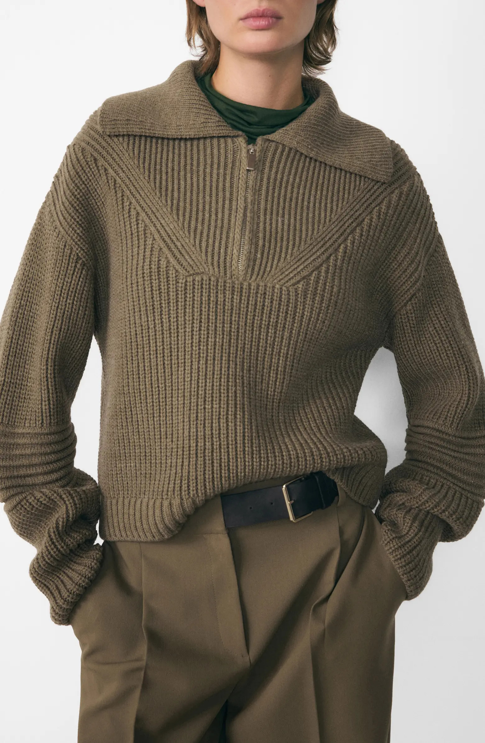 Demy Collar Half Zip Rib Sweater | Nordstrom