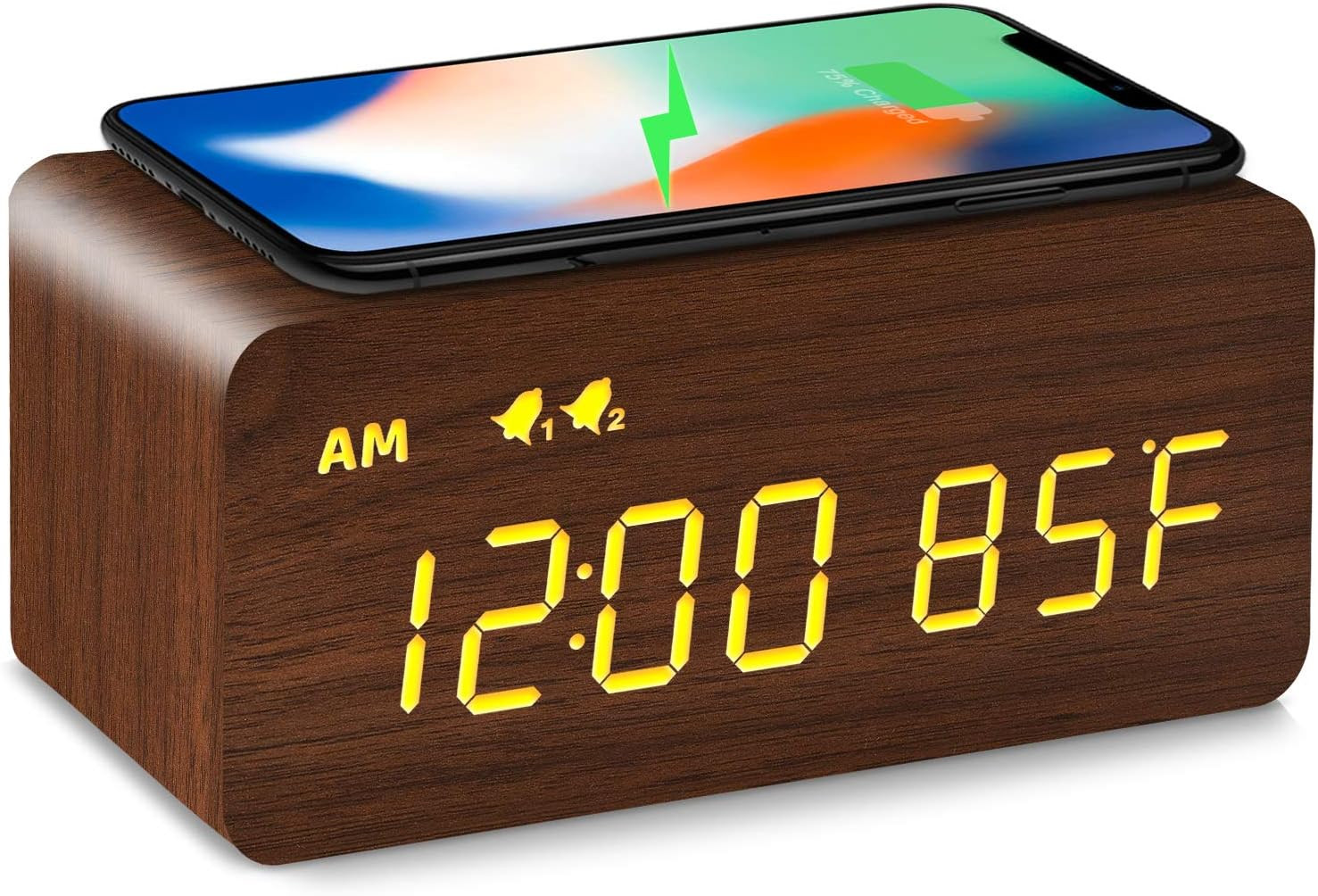 MOSITO Digital Wooden Alarm Clock with Wireless Charging, 0-100% Dimmer, Dual Alarm, Weekday/Week... | Amazon (US)
